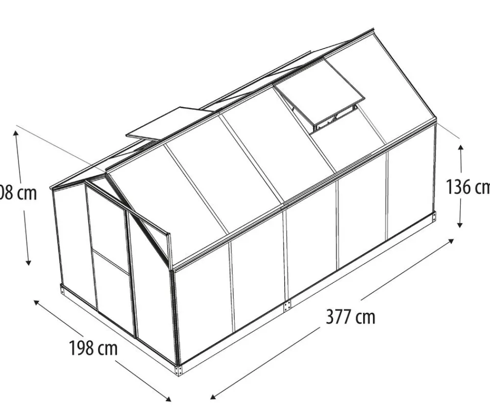 Vitavia Gewächshaus Pluto 7500 HKP, inkl. Stahlfundamentrahmen, ca. B198/H208/T377 cm Dunkelgrün Outlet