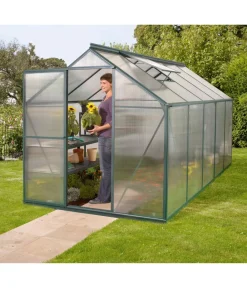 Vitavia Gewächshäuser - Gewächshaus Pluto 7500 HKP, inkl. Stahlfundamentrahmen, ca. B198/H208/T377 cm Dunkelgrün