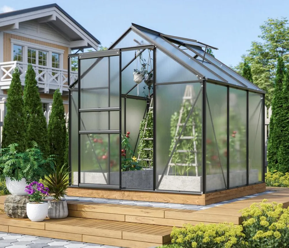 Vitavia Gewächshäuser - Gewächshaus Pollux 3800 HKP, ca. B195/H197/T195 cm Schwarz