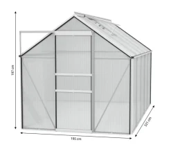 Vitavia Gewächshäuser - Gewächshaus Pollux 6200 HKP, ca. B195/H197/T321 cm Silber