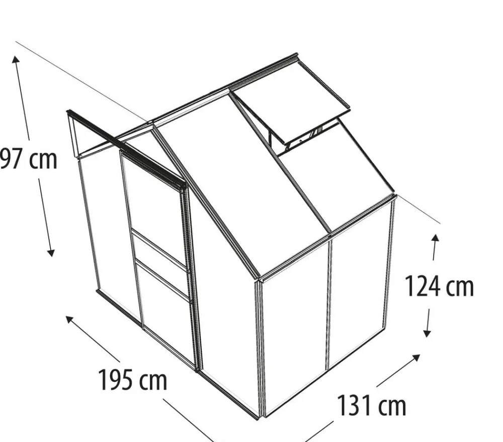 Vitavia Gewächshäuser - Gewächshaus Pollux 2500 HKP, ca. B195/H197/T131 cm Dunkelgrün