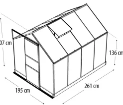Vitavia Gewächshäuser > Gewächshaus Pontos 5000, ESG 3 mm/HKP 6 mm, inkl. Stahlundamentrahmen, ca. B195/H207/T261 cm