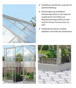 Vitavia Gewächshäuser > Gewächshaus Pontos 5000, ESG/NSG, inkl. Stahlfundamentrahmen, ca. B195/H207/T261 cm