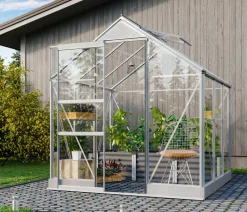 Vitavia Gewächshaus Pontos 3800, ESG, inkl. Stahlfundamentrahmen Silber Best