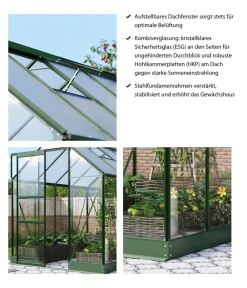 Vitavia Gewächshaus Pontos 6200, ESG 3 mm/HKP 6 mm, inkl. Stahlfundamentrahmen Schwarz Best