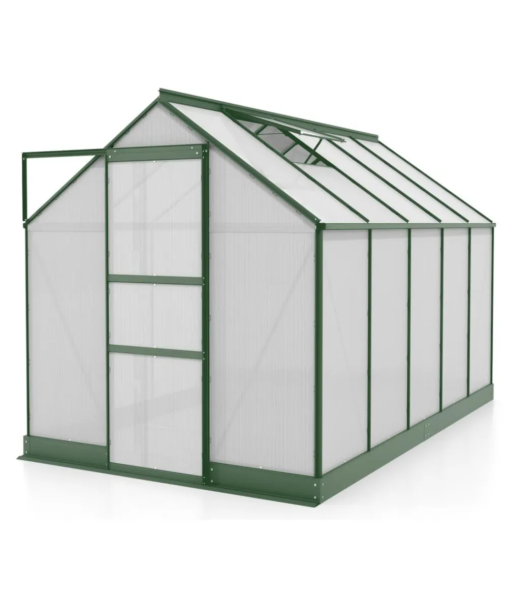 Vitavia Gewächshäuser - Gewächshaus Pontos 6200, HKP 6 mm, inkl. Stahlfundamentrahmen Dunkelgrün
