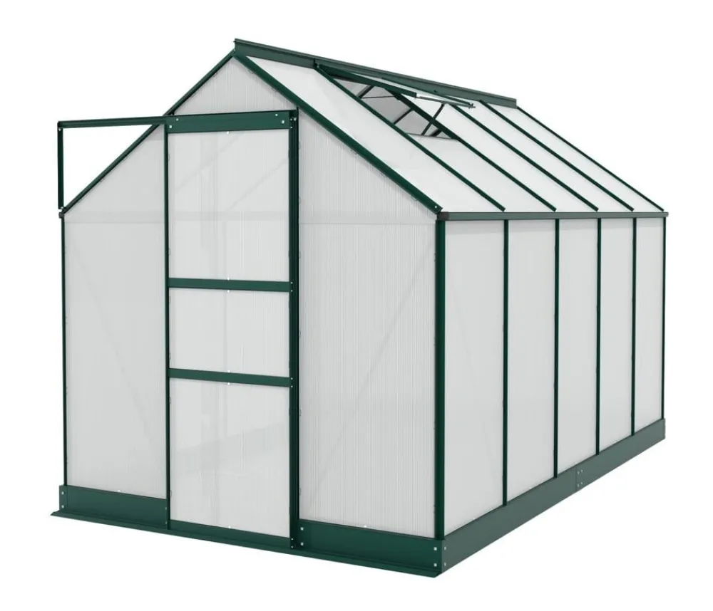 Vitavia Gewächshäuser - Gewächshaus Pontos 6200 HKP 4 mm, inkl. Stahlfundamentrahmen, ca. B195/H207/T324 cm Dunkelgrün