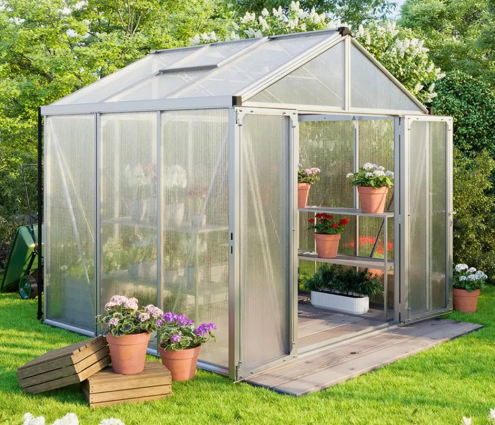 Vitavia Gewächshäuser - Gewächshaus Poseidon 6200 HKP, ca. B258/H250/T242 cm Silber
