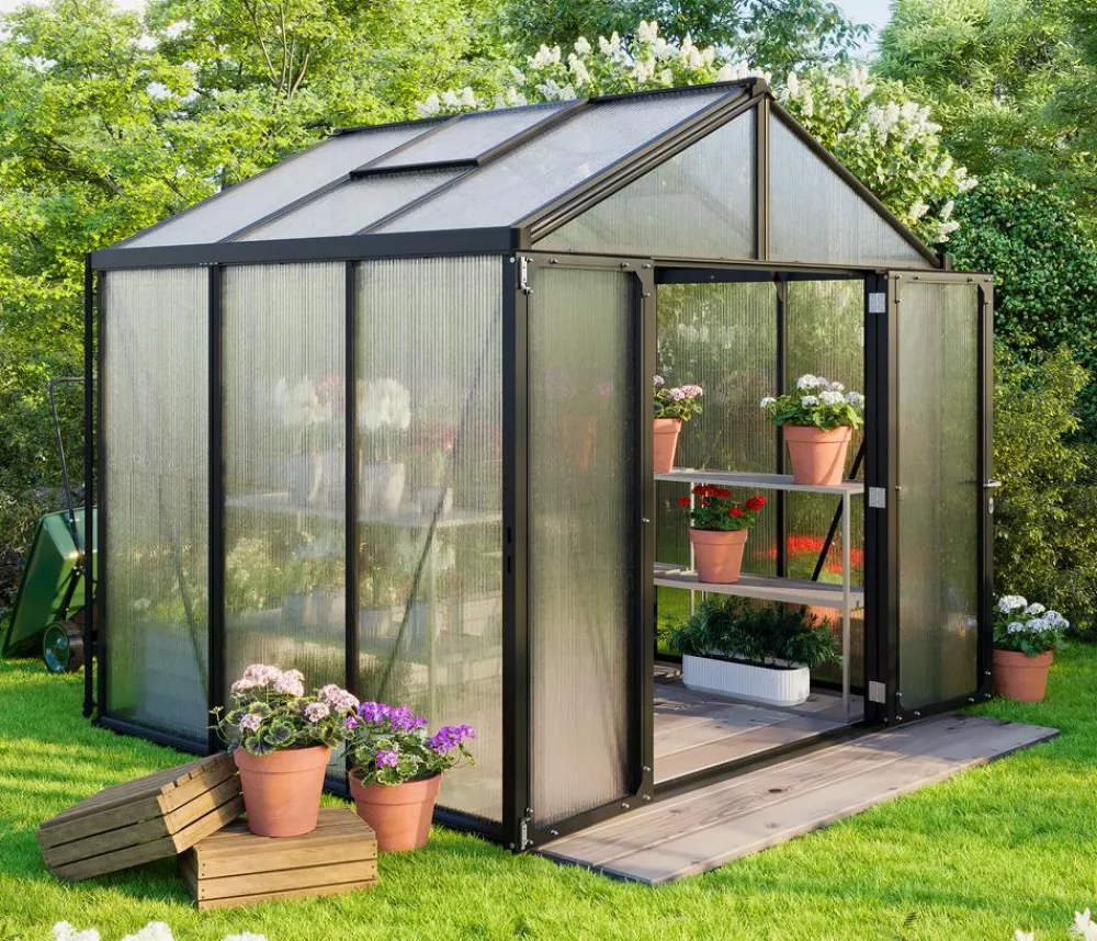 Vitavia Gewächshäuser - Gewächshaus Poseidon 6200 HKP, ca. B258/H250/T242 cm Schwarz