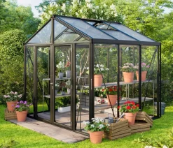 Vitavia Gewächshäuser - Gewächshaus Poseidon 6200 ESG/HKP, ca. B258/H250/T242 cm Schwarz