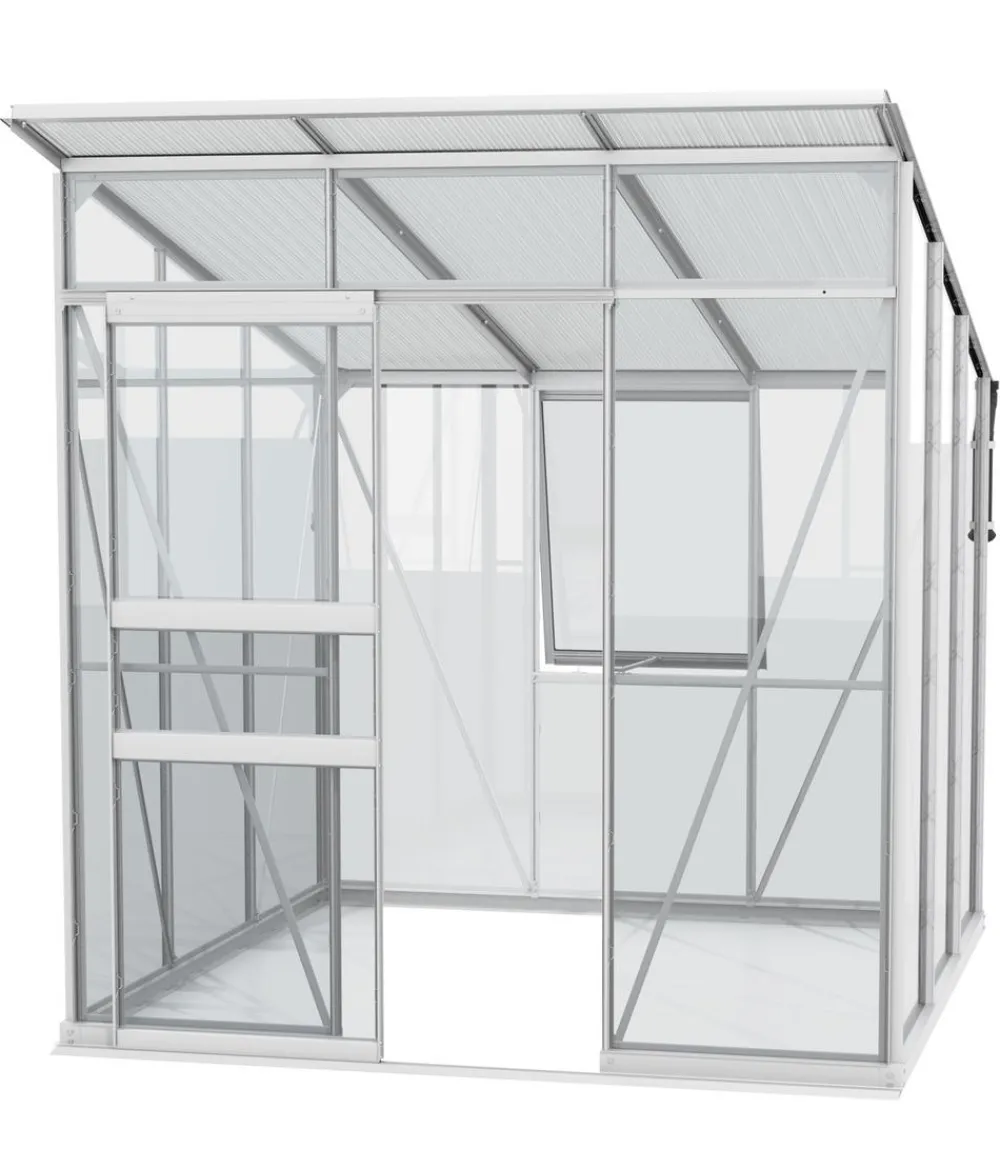 Vitavia Gewächshäuser - Gewächshaus Prisma 4450 ESG/HKP, inkl. Stahlfundamentrahmen Silber