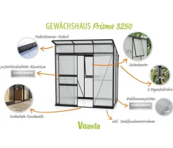 Vitavia Gewächshaus Prisma 3250 HKP, inkl. Stahlfundamentrahmen Schwarz