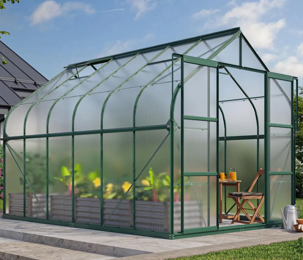 Vitavia Gewächshäuser > Gewächshaus Saturn 9900 HKP, inkl. Stahlfundamentrahmen, ca. B264/H255/T383 cm