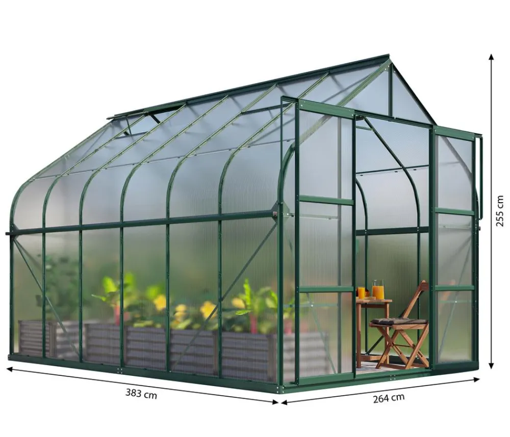 Vitavia Gewächshäuser > Gewächshaus Saturn 9900 HKP, inkl. Stahlfundamentrahmen, ca. B264/H255/T383 cm