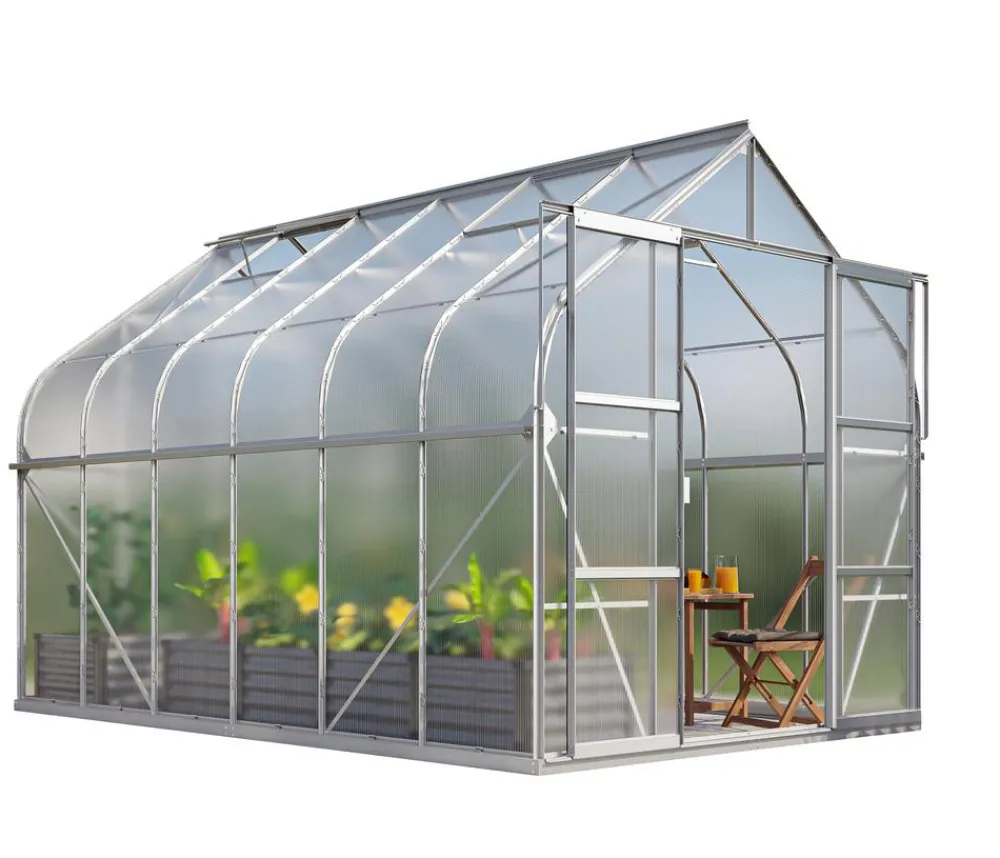 Vitavia Gewächshäuser - Gewächshaus Saturn 9900 HKP, inkl. Stahlfundamentrahmen, ca. B264/H255/T383 cm Silber