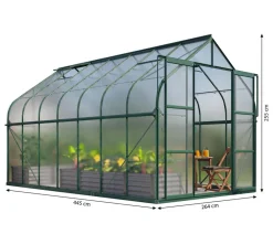 Vitavia Gewächshäuser - Gewächshaus Saturn 11500 HKP, inkl. Stahlfundamentrahmen, ca. B264/H255/T445 cm Dunkelgrün