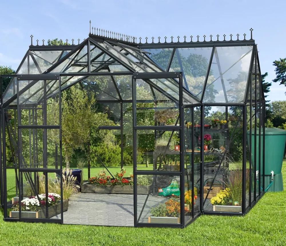 Vitavia Orangerie Minerva ESG, inkl. Stahlfundamentrahmen, ca. B383/H254/T383 cm Schwarz Hot