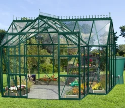 Vitavia Gewächshäuser - Orangerie Minerva ESG, inkl. Stahlfundamentrahmen, ca. B383/H254/T383 cm Dunkelgrün