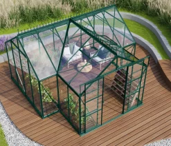Vitavia Gewächshäuser - Orangerie Minerva ESG, inkl. Stahlfundamentrahmen, ca. B383/H254/T383 cm Dunkelgrün