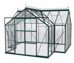 Vitavia Gewächshäuser - Orangerie Minerva ESG, inkl. Stahlfundamentrahmen, ca. B383/H254/T383 cm Dunkelgrün