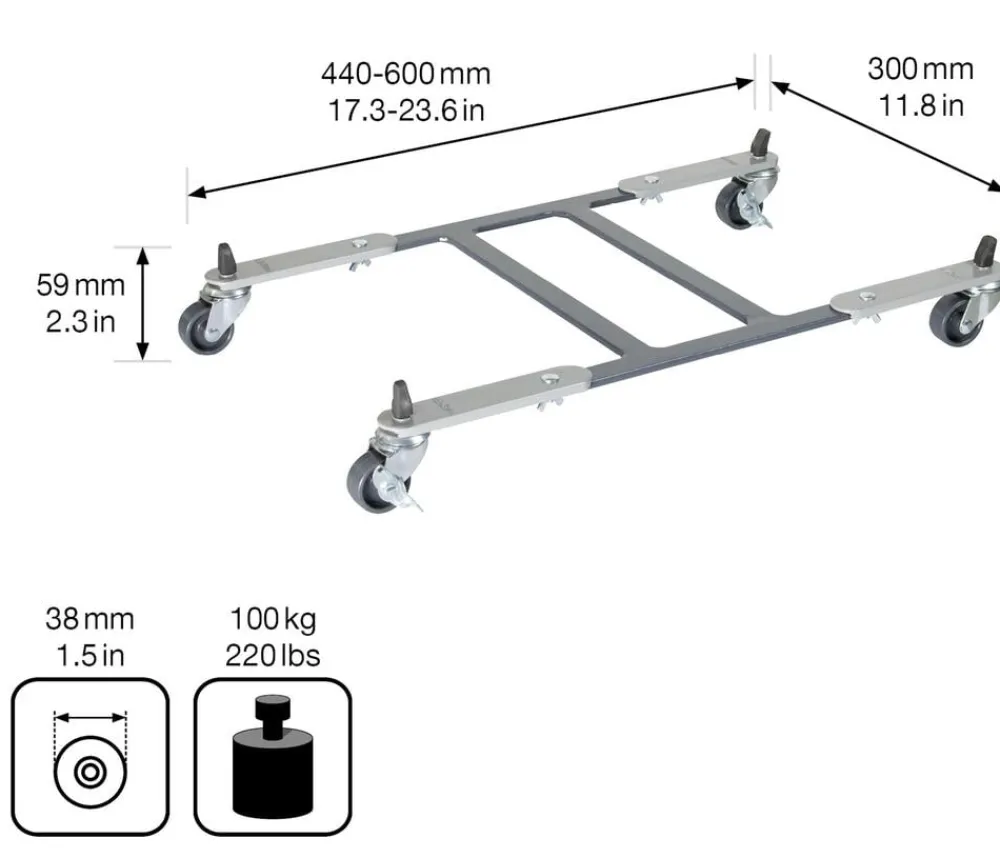 Wagner Rolluntersetzer - Multi Roller Suncity, ca. B30/H5,9/T66 cm Grau