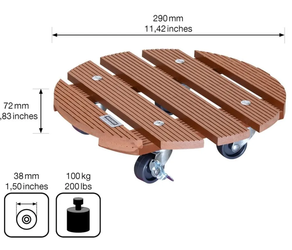 Wagner Rolluntersetzer - Pflanzroller, Ø 29 cm Hellbraun