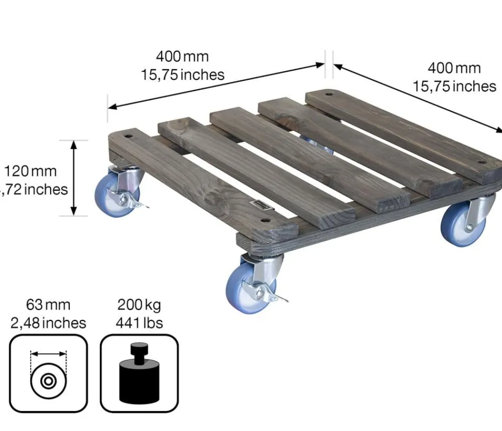 Wagner Rolluntersetzer > Pflanzroller Kiefer, lasiert, ca. B40/H12/T40 cm