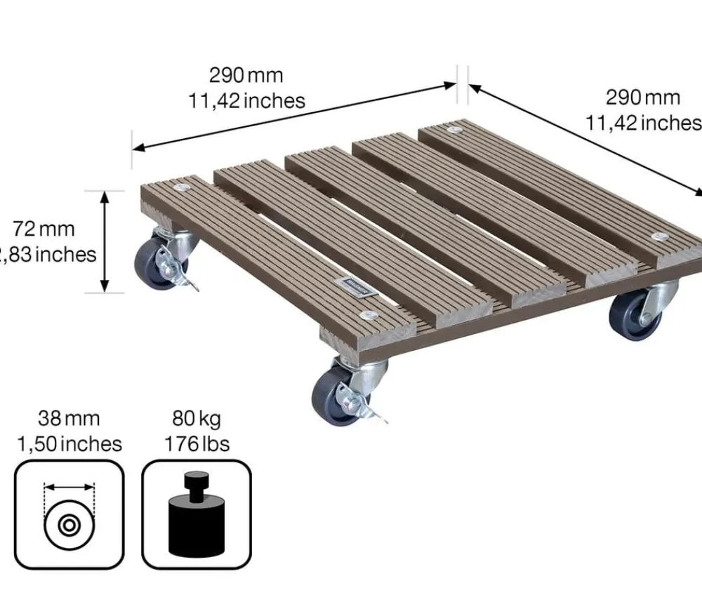 Wagner Rolluntersetzer > WPC-Pflanzroller, ca. B29/H7/T29 cm
