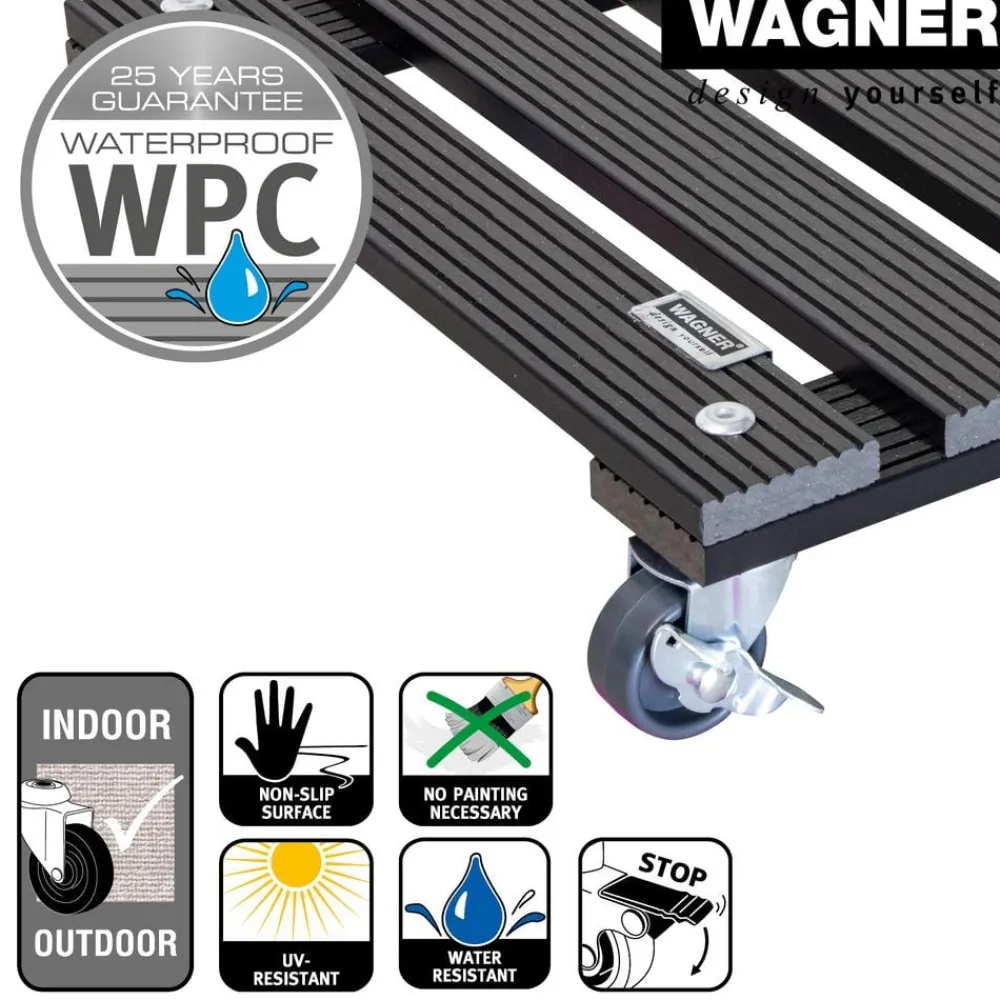 Wagner WPC-Pflanzroller, ca. B29/H7/T29 cm Dunkelgrau Clearance