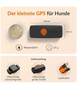 Weenect XS GPS-Tracker für Hunde, ca. B6,05/H2,45/T1,5 cm Schwarz Outlet
