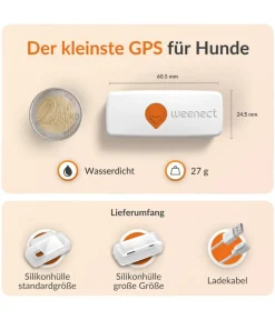 Weenect Mehr Hundezubehör - XS GPS-Tracker für Hunde, ca. B6,05/H2,45/T1,5 cm Weiß