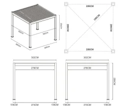 Weide Classic Pergola Alu-Stahl, ca. B300/H255/T300 cm Ivory Sand Discount
