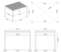 Weide Classic Pergola 3x4 Alu-Stahl, ca. B400/H255/T300 cm Ivory Sand Discount