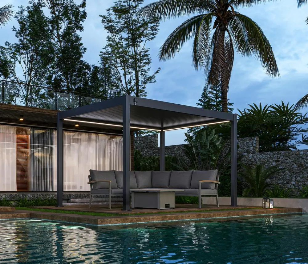 Weide Pavillons > Classic Pergola 3x3,6 inkl. LED, ca. B360/H255/T300 cm