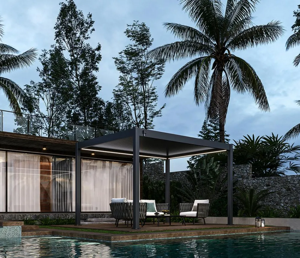 Weide Pavillons > Classic Pergola 3x3,6 inkl. LED, ca. B360/H255/T300 cm