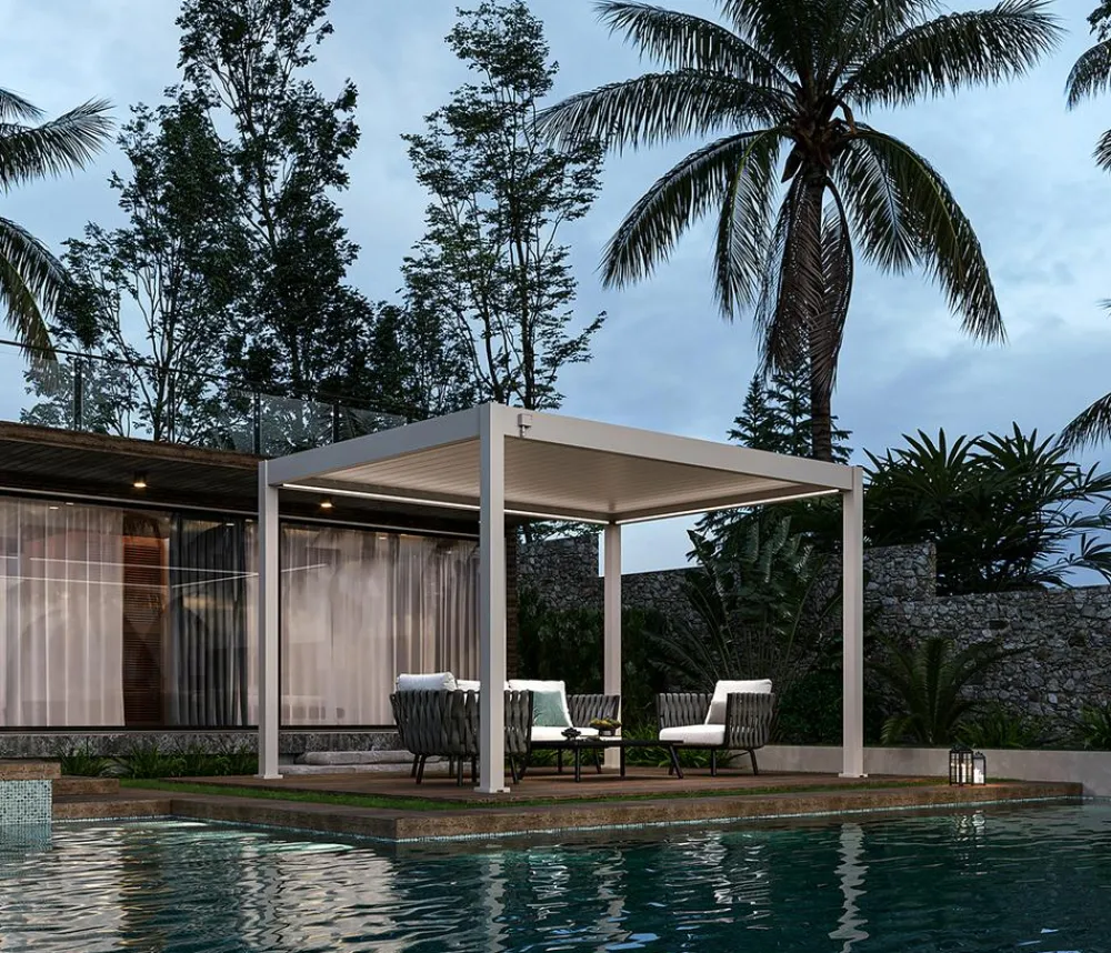 Weide Classic Pergola 3x3,6 inkl. LED, ca. B360/H255/T300 cm Ivory Sand New