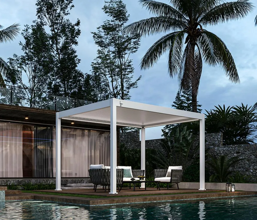 Weide Pavillons - Classic Pergola 3x3,6 inkl. LED, ca. B360/H255/T300 cm Weiß