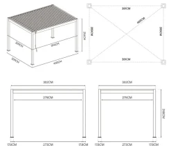Weide Pergolen > Deluxe Pergola Voll-Alu, ca. B400/H255/T300 cm