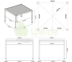 Weide Pergolen > Deluxe Pergola Voll-Alu, ca. B720/H255/T360 cm