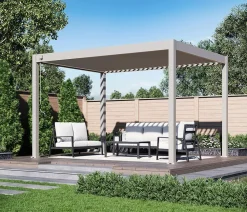 Weide Pergolen - Deluxe Pergola Voll-Alu, ca. B400/H255/T300 cm Ivory Sand