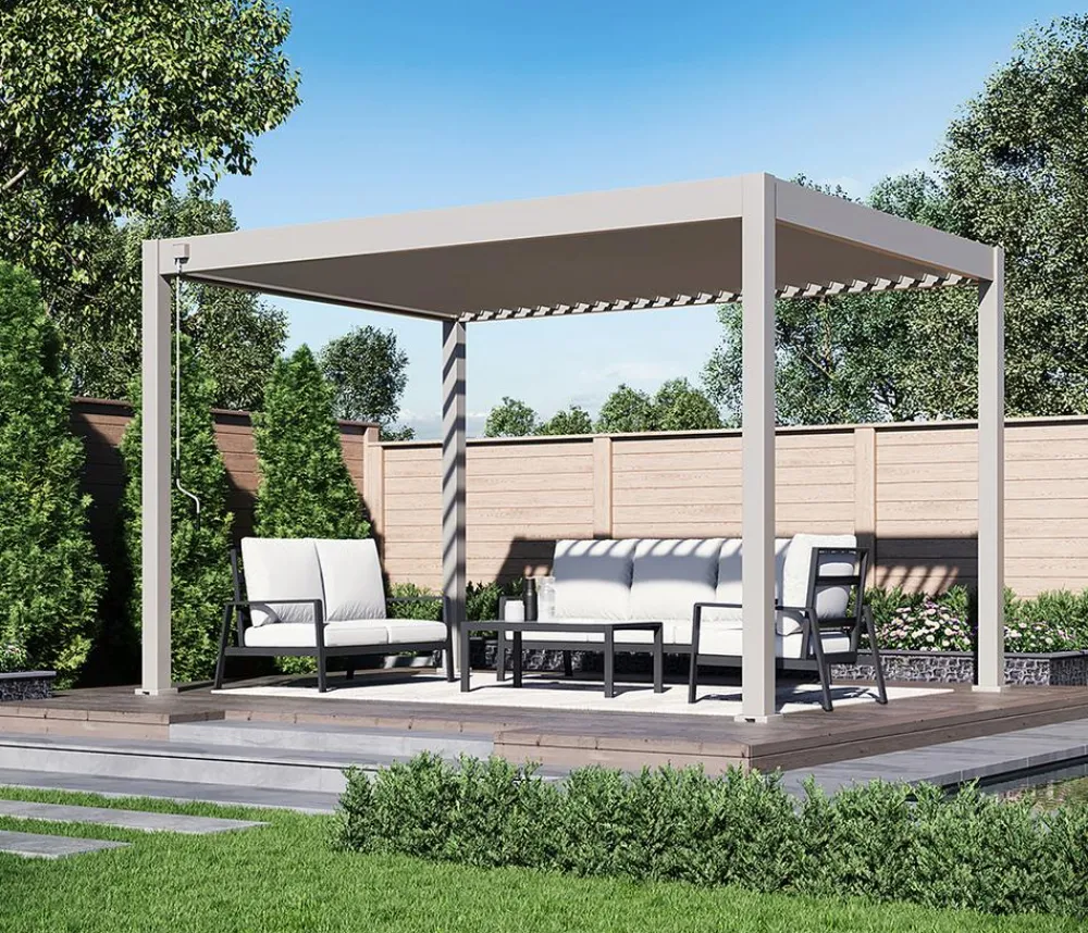 Weide Pergolen - Deluxe Pergola Voll-Alu, ca. B400/H255/T300 cm Ivory Sand
