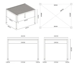 Weide Pergolen - Deluxe Pergola Voll-Alu, ca. B400/H255/T300 cm Ivory Sand