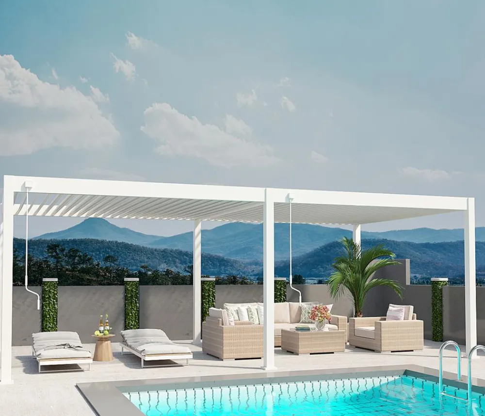 Weide Pergolen - Deluxe Pergola Voll-Alu, ca. B720/H255/T360 cm Weiß