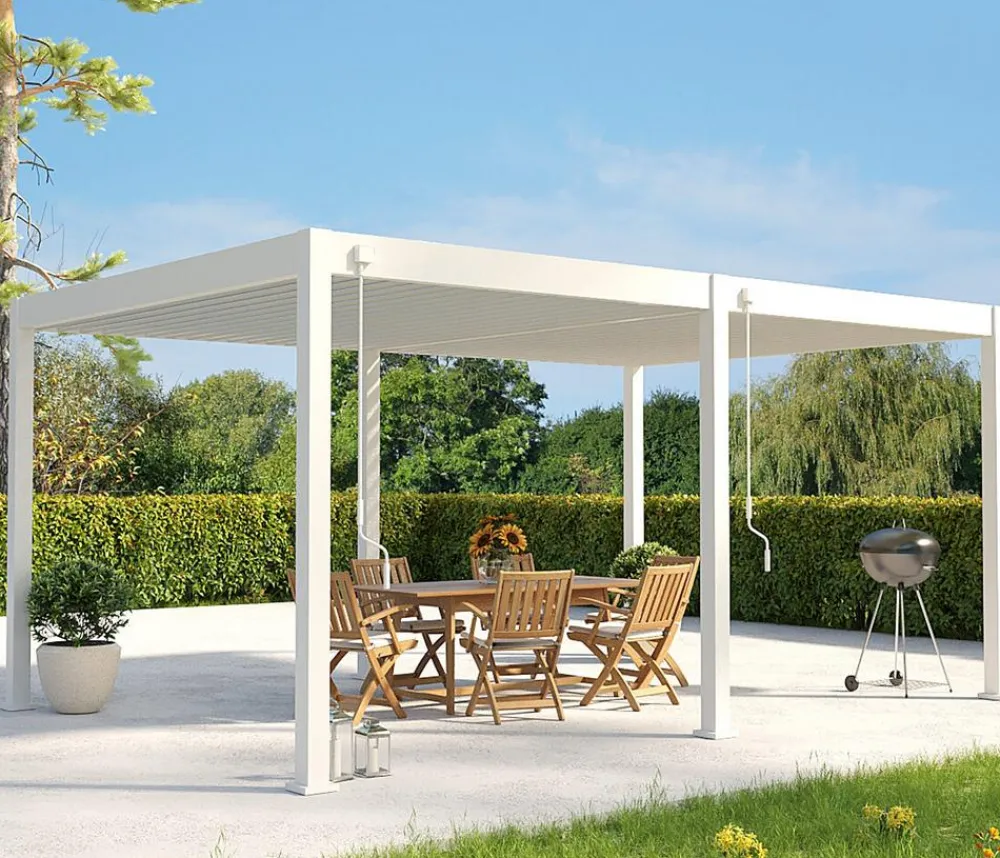 Weide Deluxe Pergola Voll-Alu, ca. B600/H255/T300 cm Weiß Clearance