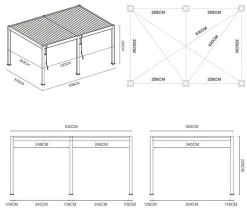 Weide Pergolen > Deluxe Pergola Voll-Alu, ca. B530/H255/T360 cm