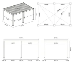 Weide Deluxe Pergola Voll-Alu, ca. B530/H255/T360 cm Ivory Sand Hot