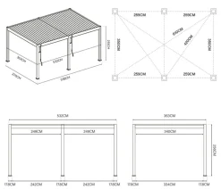 Weide Pergolen - Deluxe Pergola Voll-Alu, ca. B530/H255/T360 cm Weiß