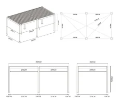 Weide Pergolen - Deluxe Pergola Voll-Alu, ca. B600/H255/T300 cm Anthrazit