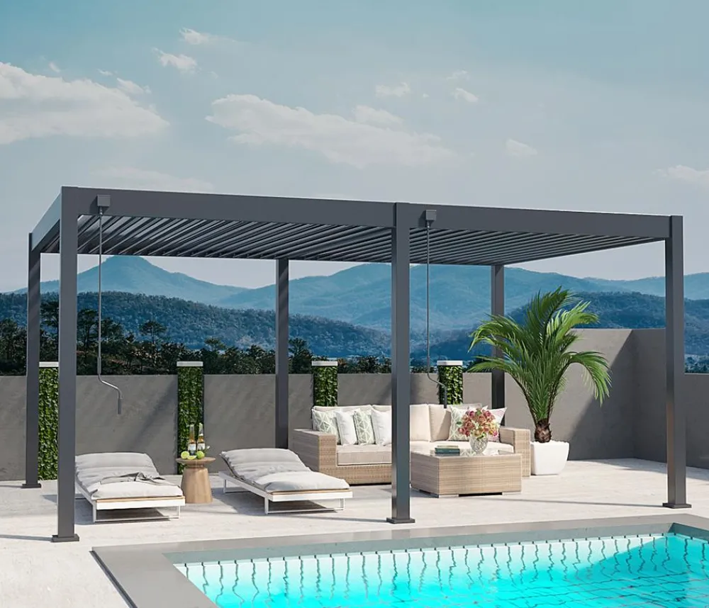 Weide Pergolen - Deluxe Pergola Voll-Alu, ca. B600/H255/T300 cm Anthrazit