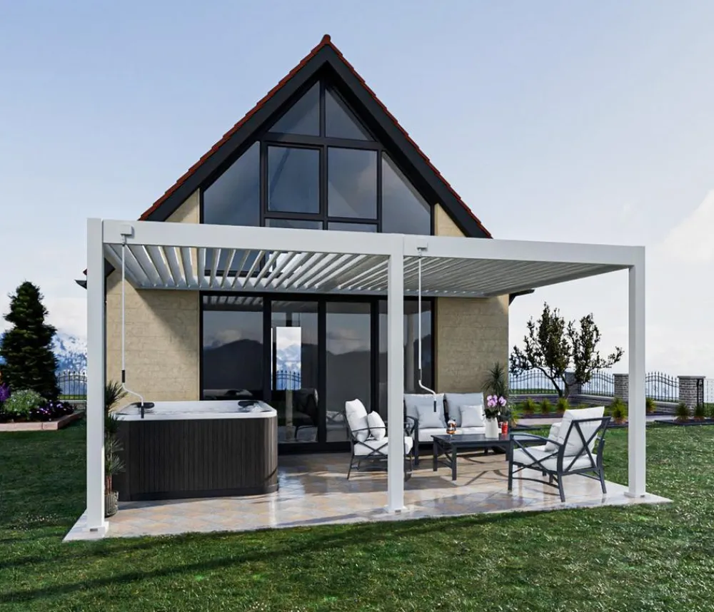 Weide Pergolen > Deluxe Wandpergola Voll-Alu, ca. B530/H255/T360 cm